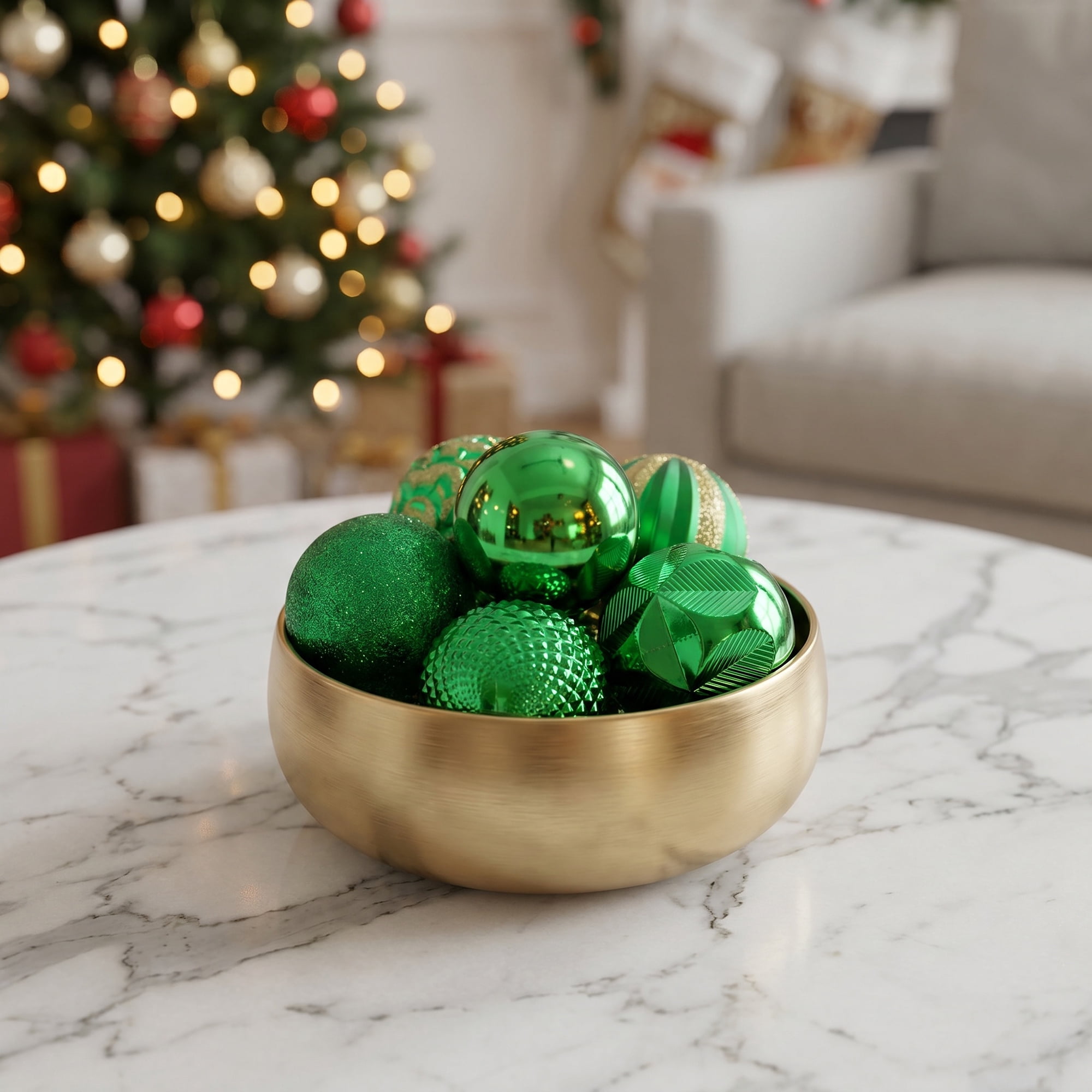Unique Bargains 6Pcs Painted Electroplated Balls Shatterproof Ornaments Green 2.4"