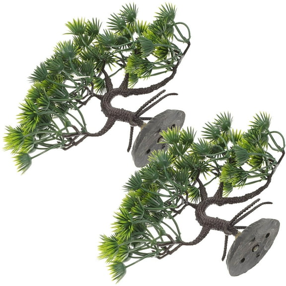 BESTYASH 2-Pack Aquarium Pine Tree Artificial Plants Fish Tank Decoration, Safe Green Plastic for Aquatic Environment