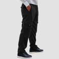 thumbnail image 2 of NIEWTR Mens Split Hem Cargo Pants Open Bottom Baggy Elastic Waist Straight Leg Drawstring Athletic Sport Sweat Jogger Pants (Black,L), 2 of 9