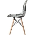 thumbnail image 3 of Modern Fabric Patchwork Chair with Wooden Legs for Kitchen, Dining Room, Entryway, Living Room, Single, 3 of 7