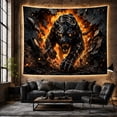 thumbnail image 6 of Obsidian Panther Lunge in Fiery Inferno, Intense Dramatic Fantasy Art for Dark Decor Lovers, Fierce Wildlife Wall Art, Housewarming Gift Tapestry Wall Hanging for Living Room and Bedroom, 6 of 7