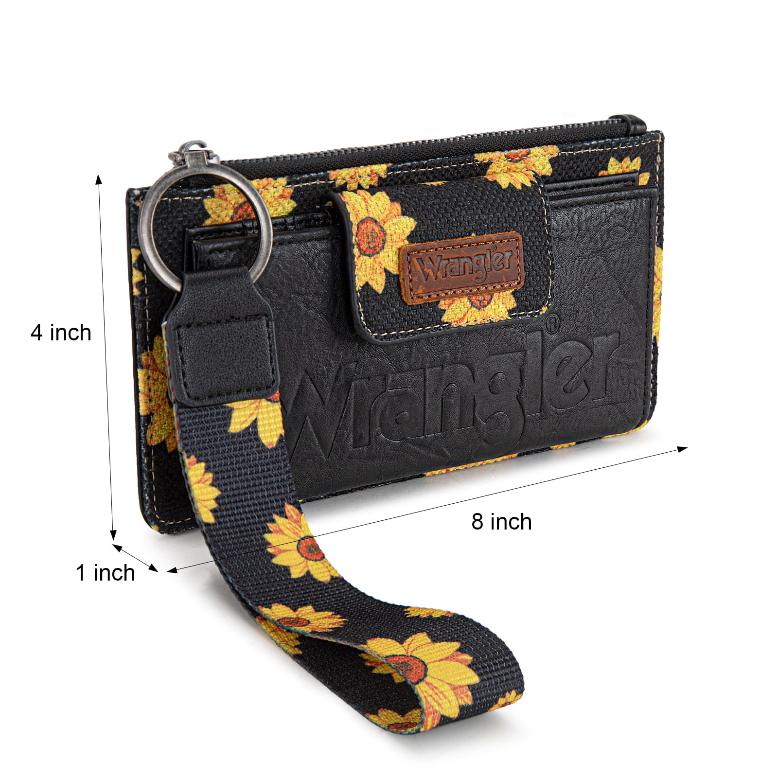 Wrangler Purses for Women Western Clutch Purse Rfid Wallet Womens, Sunflower-Black