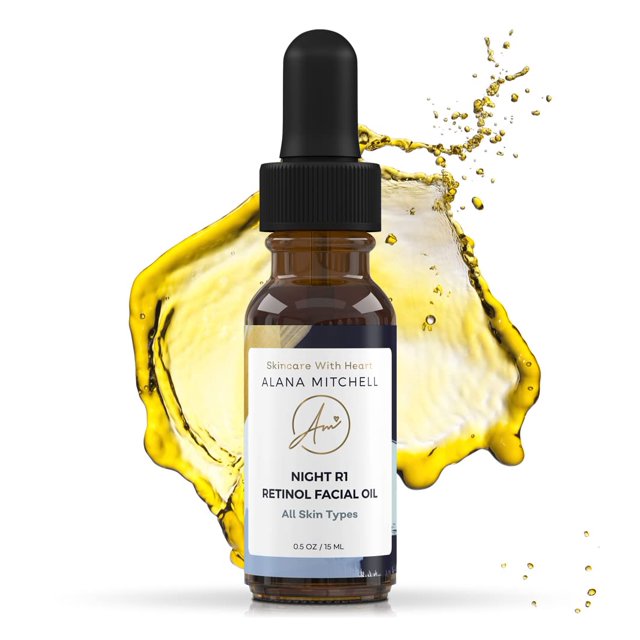 Alana Mitchell Suero de retinol para el cuidado de la piel para la cara - Suero facial nocturno Suero antienvejecimiento para reducir las manchas oscuras, arrugas y líneas finas - Aceite facial natu