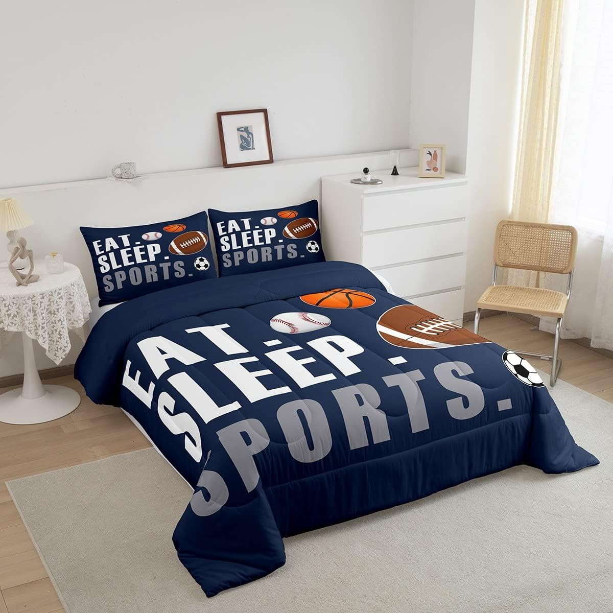 Football Comforter Set Basketball Basketball Ball Games Comforter Sports Bedding Set Comforter Room Decor Duvet Set Queen Size