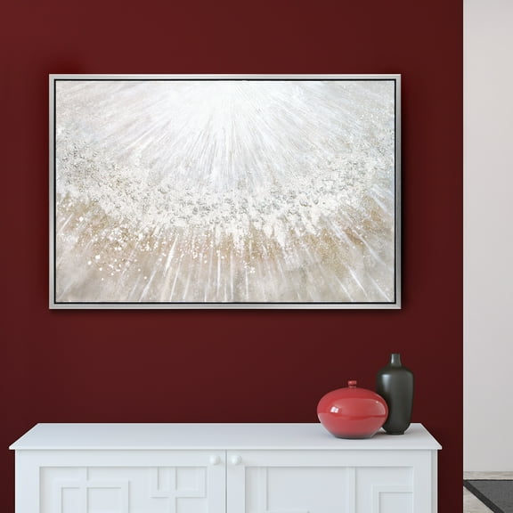 Empire Art Direct Silver Pellets Textured Metallic Hand Painted Framed Wall Art, 32“ x 48" x 1.5", Ready to hang