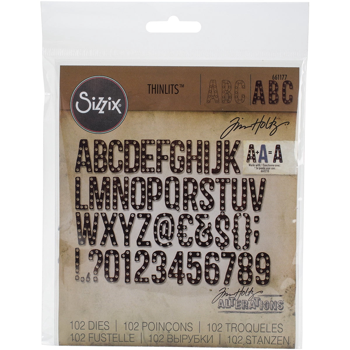 Sizzix Thinlits Dies 102/Pkg By Tim Holtz-Marquee Alphanumeric 1"