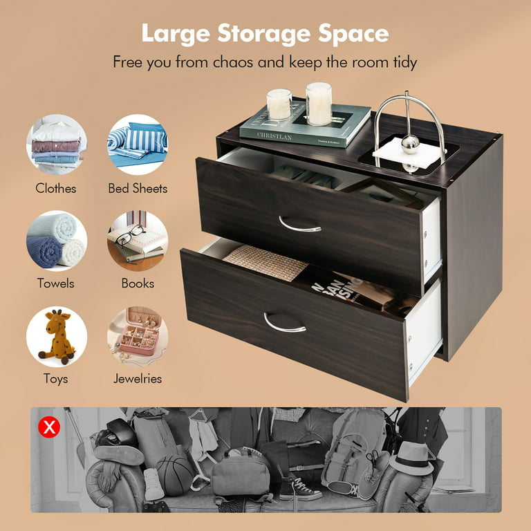 Costway 2-Drawer Dresser Stackable Horizontal Storage Organizer w