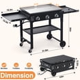 thumbnail image 2 of SIXDAY 45,000 BTU 3-Burner 35" Flat Top Propane Grill, Portable Outdoor Griddle with Foldable Shelves for Camping, BBQ and Tailgating, 2 of 6