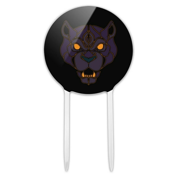 Acrylic Black Panther Leopard Jaguar Face Tribal Cake Topper Party Decoration for Wedding Anniversary Birthday Graduation