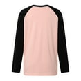 thumbnail image 5 of Womens Plain Tshirts Long Sleeve Going Out Tops for Women Fall Crewneck With Shoulder Matching Color Cute Tee Shirts Pink L, 5 of 7