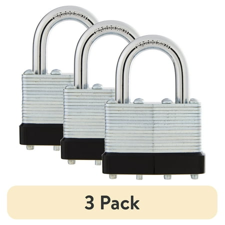 (3 pack) Hyper Tough 44mm Laminated Steel Padlock with 1-in Shackle