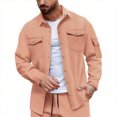 thumbnail image 2 of pstuiky camisas de manga larga para hombre, Chaqueta tipo cárdigan de manga larga con solapa y botones, color liso, para hombre, con múltiples bolsillos salir tops xl, 2 of 5