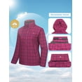 thumbnail image 5 of Women's Waterproof Rain Jacket Lightweight Windbreaker Breathable Raincoat with Hood for Outdoor Hiking (Purple Plaid L), 5 of 7