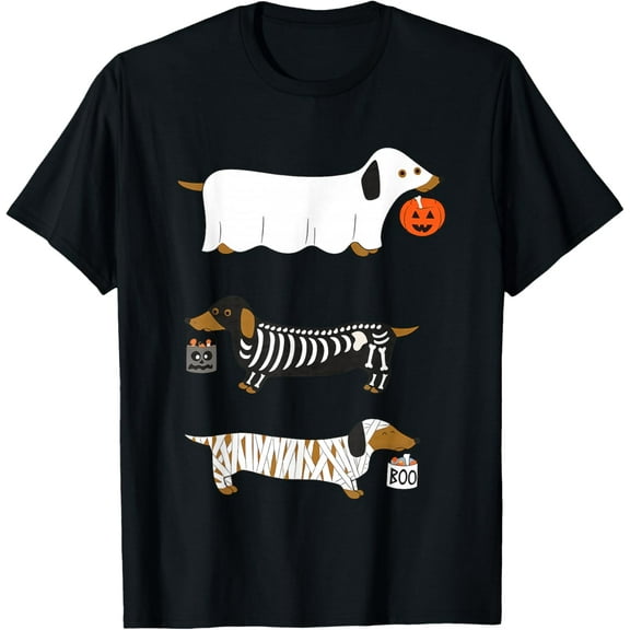 Premium model-Unisex-100% cotton-Retro Dachshund Halloween Wiener Dog Pumpkin Weenie Witch T-Shirt