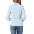 thumbnail image 3 of MODA NOVA Junior's Peter Pan Collar Self Tie Neck Puff  Sleeve Shirt Light Blue XL, 3 of 5