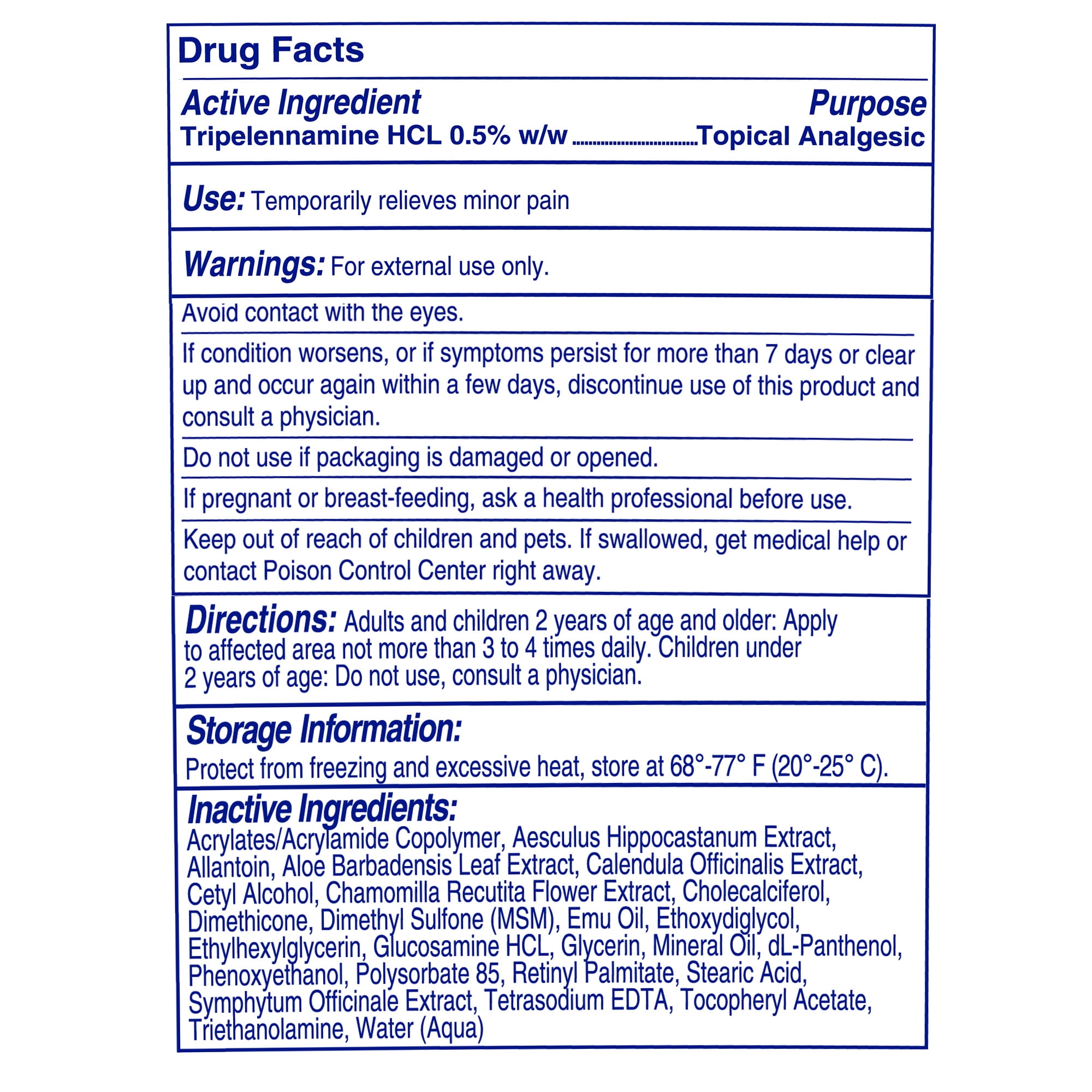Blue-Emu Thrive Pain Relief Cream, Odor & Dye Free, 0.5% Tripelennamine HCl, 3 oz