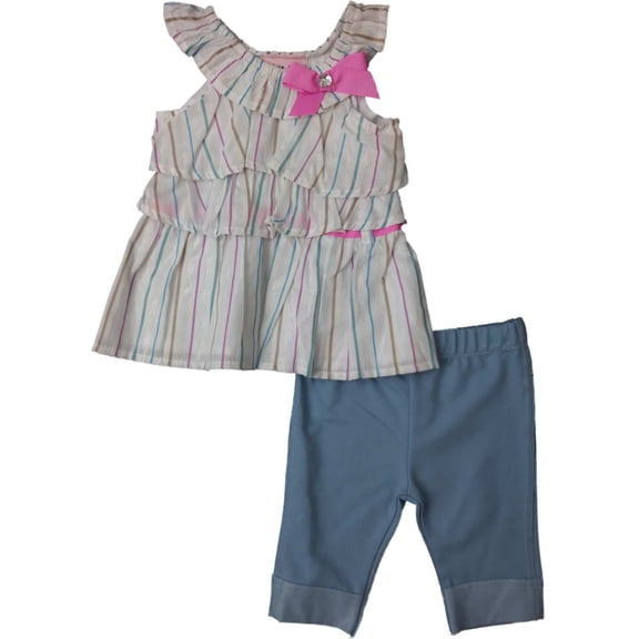 Little Lass Infant Girls White Striped Peasant Tank Top 2-PC Skimmer Outfit