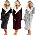 thumbnail image 2 of Womens Robe With Hood, Womens Long Hooded Bathrobe Plush Fleece Bathrobe, 2 of 4
