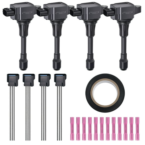Performance Master Set of 4 Ignition Coils Pack & Pigtail Connector Wiring Harness Kit Compatible with Infiniti Frontier Nissan Altima Versa Sentra NV200 Rogue FX50 QX60 QX70 1.6L 2.4L 2.5L UF549