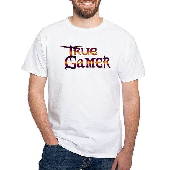 CafePress - True Gamer White T Shirt - Men's White Classic Cotton T-Shirts