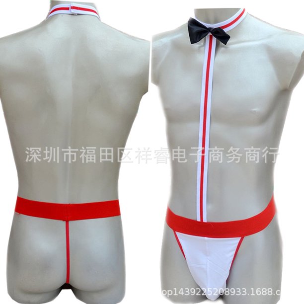 Ropa interior sexy Hombres Mono Tirantes Sexy Nightclub Gay Pantalones Pajarita Likrtyny Para estrenar