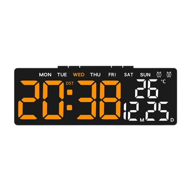 Reloj despertador digital práctico y multifuncional para escritorio, sala de estar y interior. Concha negra