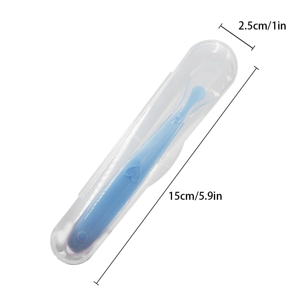 Baby Feeding Spoon Infant Non-slip Training Silicone Soft Spoon Newborn Feeding Tableware, Blue