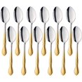 thumbnail image 1 of Serving Spoons, 12 Pieces 8 Inches Serving Tablespoons, Large Spoons for Serving, Stainless Steel Solid Buffet Banquet Flatware Kitchen Basics Serving Spoon Big Ladle Spoon, Gradient Gold, 1 of 6