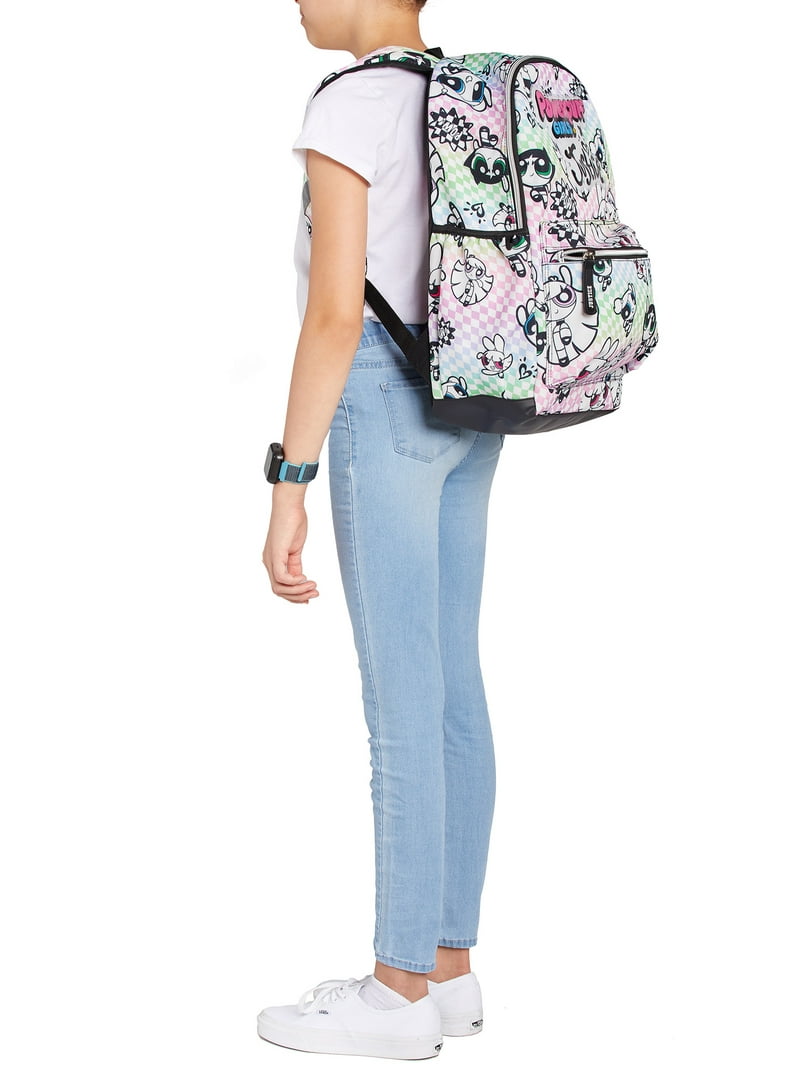 Justice The Powerpuff Girls 17" DIY Checkered Laptop Backpack with Marker Set and Pouch, White Multi-Color Justice The Powerpuff Girls 17" DIY Checkered Laptop Backpack with Marker Set and Pouch, White Multi-Color