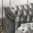 thumbnail image 3 of Noble House Croxton Tufted Velvet Sofa, Smoke, Walnut, 3 of 12