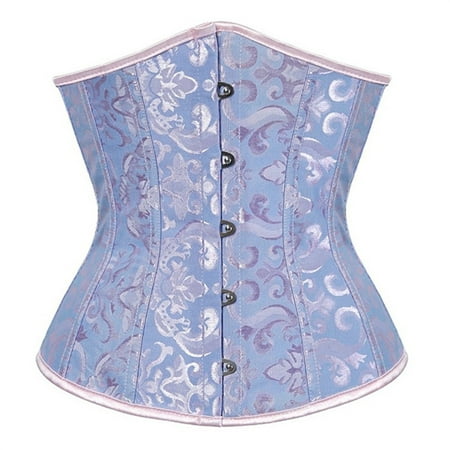 

Strapless Shapewear For Women Tummy Control Floral Trim Corset Overbust Waist Cincher Bustier Top Body Shapers Blue XXXXXL