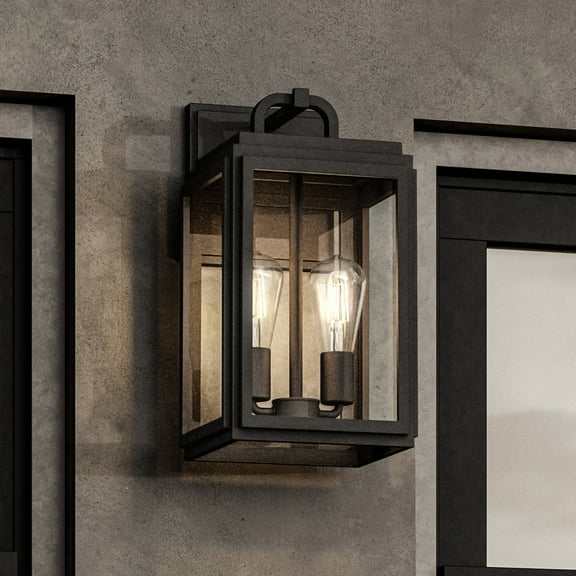 Luxury Farmhouse Wall Sconce, 17H x 9W, with Modern Farmhouse Style, Midnight Black, UHP1387 by Urban Ambiance