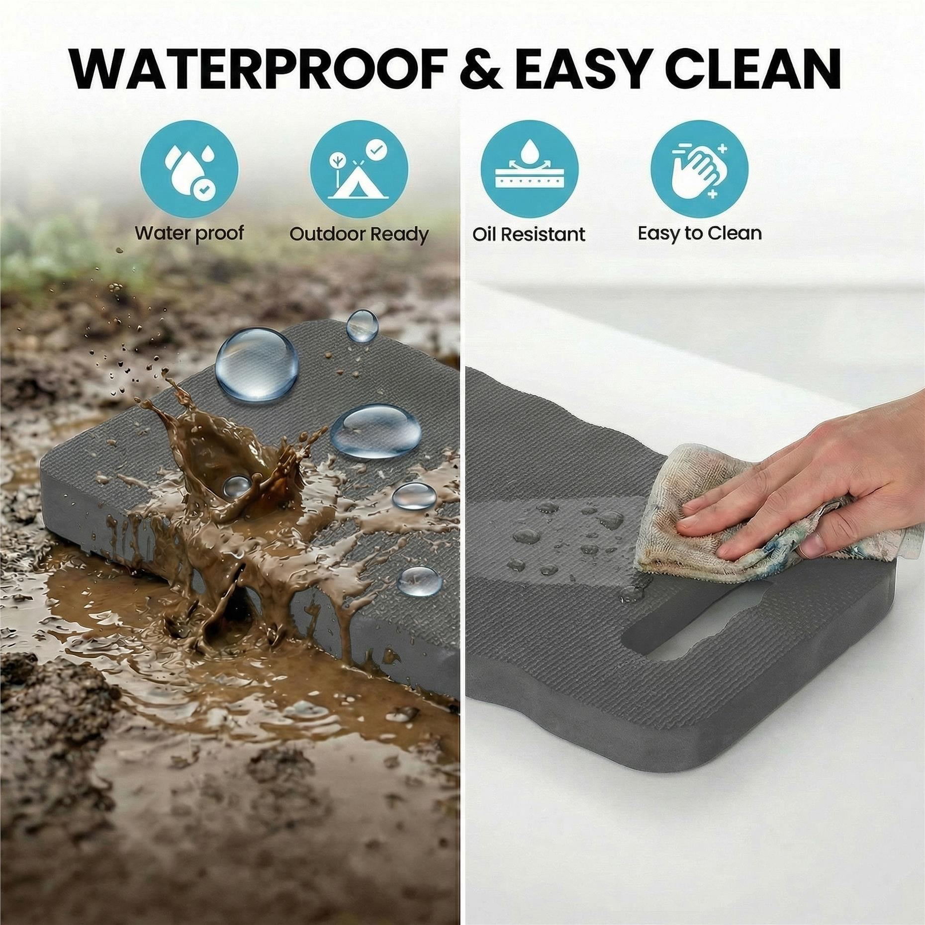 Extra Thick Foam Kneeling Pad for Gardening and Exercise Mat for Floor Work, Small Grey