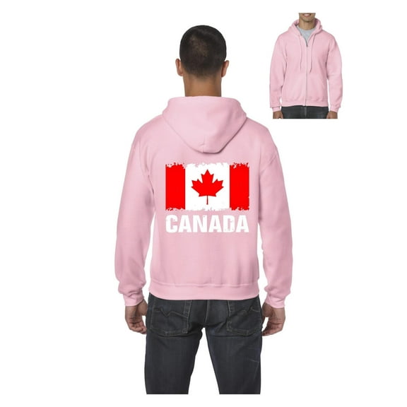 Mens Canada Flag Full-Zip Hooded Sweatshirt