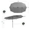 thumbnail image 3 of Gymax 15FT Twin Patio Double-Sided Umbrella 48 Solar LED Lights Crank Outdoor Coffee, 3 of 4