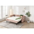 thumbnail image 5 of Jopath Pink Twin Size Upholstered Daybed Frame with Trundle,USB Port ,Side Pockets,Velvet Daybed for Bedroom Living Room Guest Room, 5 of 9