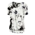 thumbnail image 2 of Made by Johnny Women's Tie dye Scoop Neck Short Sleeve Front Pleated Blouse Tunic Top S-3XL Plus Size M WHITE_BLACK, 2 of 4