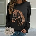 thumbnail image 2 of Long Sleeve Shirts for Women Hemlock Horse Print Sweatshirts for Women Riding Horse Lover Long Sleeve Crew Neck Pullover Tops Casual Loose Shirts Sweatshirt, 2 of 7