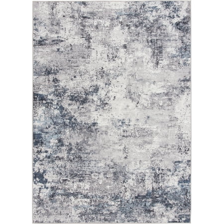 Better Homes and Gardens Abstract Machine Washable Area Rug  Navy  5 x7