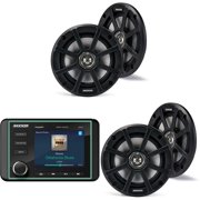 Kicker 46KMC5 Premium Marine Gauge-Style Source & (2 Pair ) 51PSC654 Powersports Speakers bundle