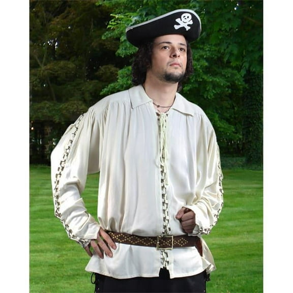 The Pirate Dressing C1109 Metal Loop Country Shirt- Natural - Large