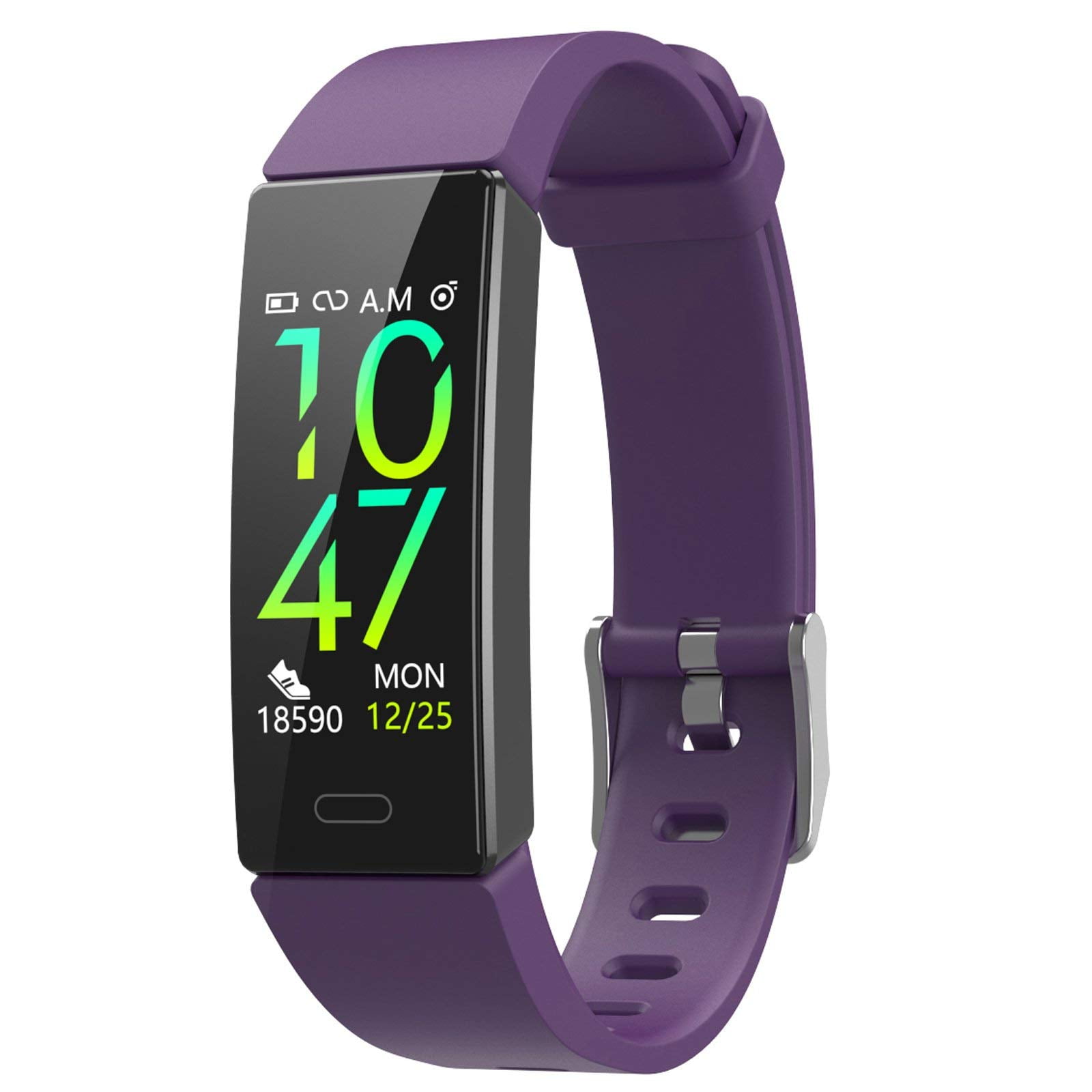 Fitness Tracker - Blood Pressure, Heart Rate & Sleep Health Monitor - Upgraded Waterproof - Step & Calorie Counter Pedometer - Ideal for Men and Women in Purple for Daily Use