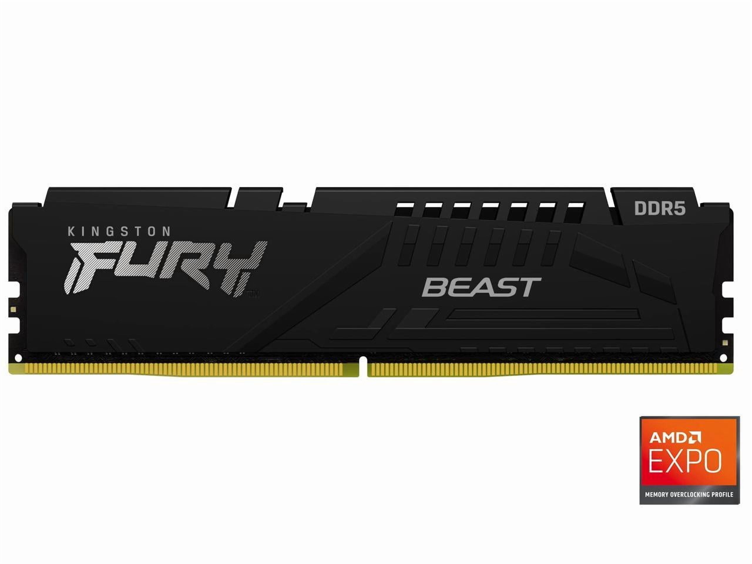 Kingston FURY Beast RAM Module - 64 GB (2 x 32GB) - DDR5-6000/PC5-48000 DDR5 SDRAM - 6000 MHz Single-rank Memory - CL36 - 1.35 V - On-die ECC - 288-pin - DIMM - Lifetime Warranty