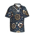 thumbnail image 2 of Balery Nautical Print Men's Hawaiian Shirts Short Sleeve Beach Shirt Relaxed Fit Vacation Button Down Shirts-Small, 2 of 9