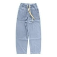 thumbnail image 5 of Women's Casual Pants High Waisted Loose Fit Boyfriend Jeans Elastic Waistband Wide Leg Comfortable Daily Vacation Wear, 5 of 5