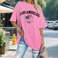 thumbnail image 6 of adaychics Womens American Flag Shirt Los Angeles Crewneck Short Sleeve Cotton Flag T Shirt Summer Clothes for Streetwear, 6 of 9