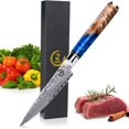 thumbnail image 1 of Fukep Kitchen Utility Knife, 5 Inch Paring Knife Sharp-edged Damascus Paring knife VG10 Core Steel With 67 Layers High Carbon Steel - Ergonomic Blue Handle - Small Fruit Knife, 1 of 7