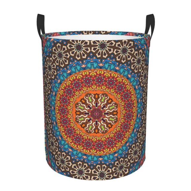 Fotbe Mandala Cesto de Ropa con Asas, Cesto Impermeable de Gran Capacidad, Bolsa de Lavado para Dormitorio, Cesto de Ropa con Ruedas y Asas-Medium