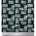 thumbnail image 1 of Soimoi Black Moss Georgette Fabric Camera & Dots Print Sewing Fabric Yard 42 Inch Wide, 1 of 1
