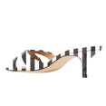 thumbnail image 4 of YDN Women Fashion Round Open Toe Mules Kitten Mid Heel Backless Sandals Cross Strap Slip On Dressy Casual Slide Shoes Size 7 White-black Lines, 4 of 4